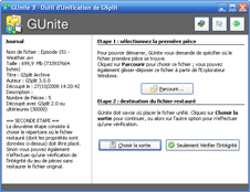 GUnite interface with the first-piece selector and the integrity verification option